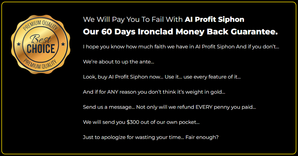 AI Profit Siphon Review: Money-Back Guarantee