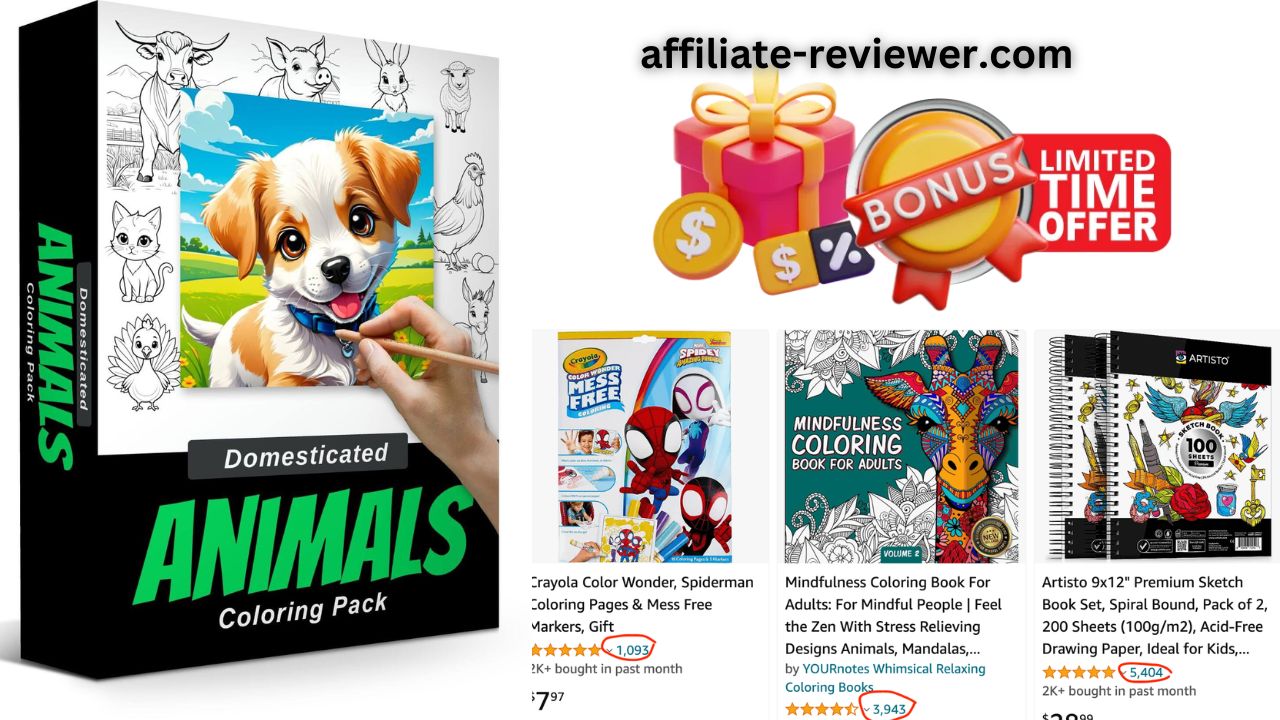 500+ Pages of High-Quality Domesticated Animal Coloring Pack with PLR for All Ages!