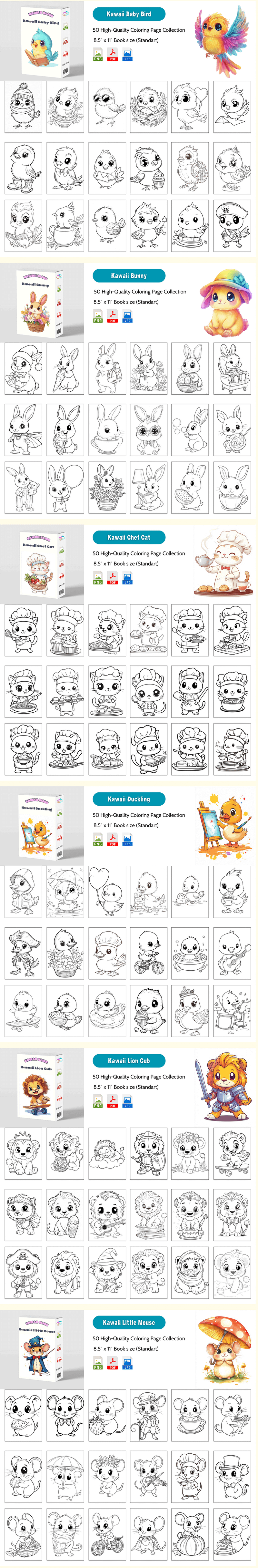 The Breakdown of Assets Included In Kawaii Bliss PLR Coloring Pack