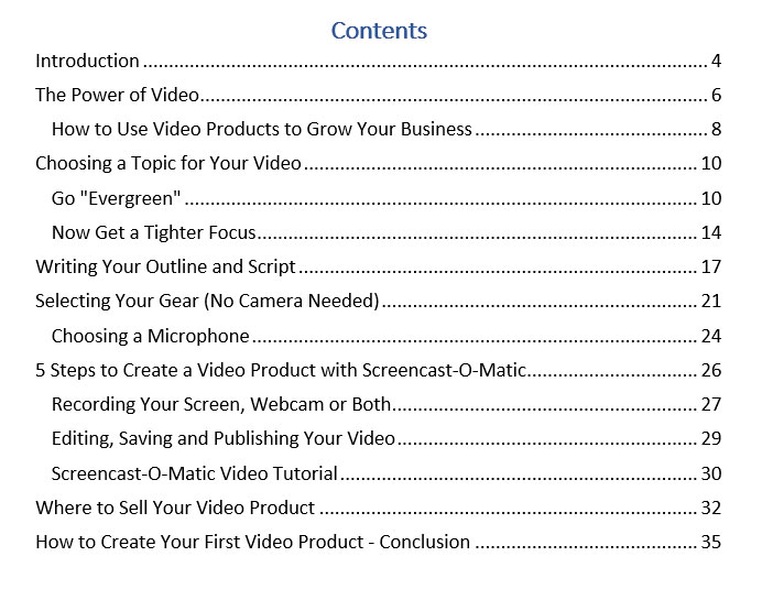  Preview The Table of Content