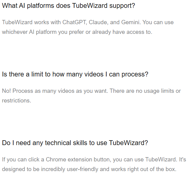 TubeWizard FAQ 