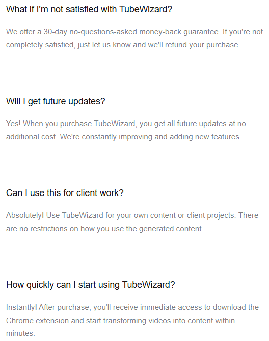 TubeWizard FAQ